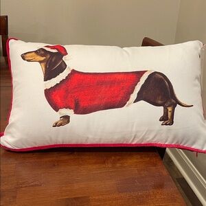 Martha Stewart Red and White Dachshund Holiday Pillow